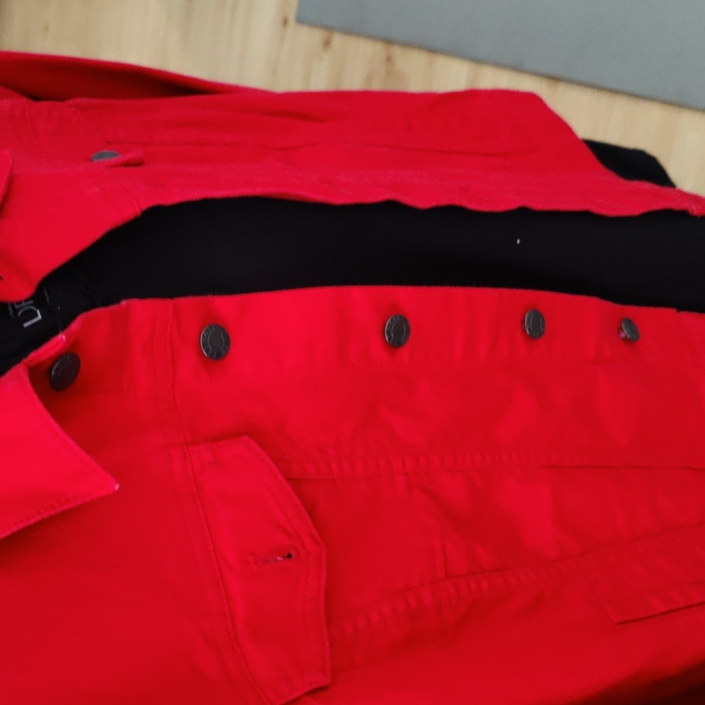 A twofer : Talbot's red denim and a Ann Taylor Loft shirt. The shirt is xl, jack